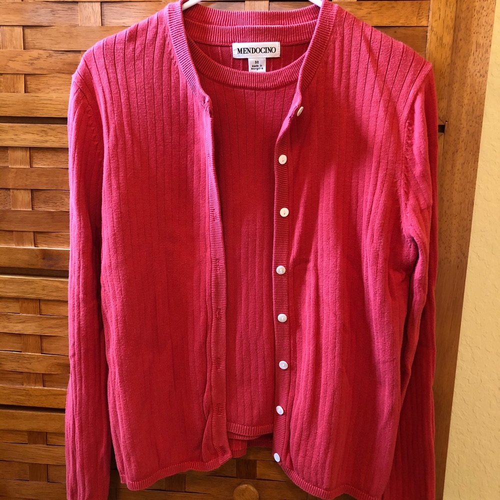 Poppy orange twinset sweater and tank top Size M